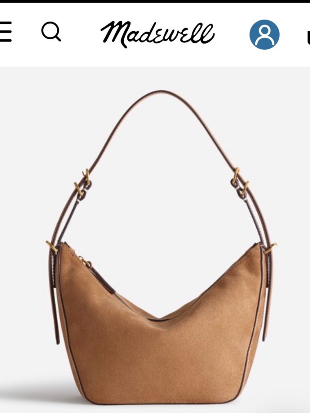 Madewell The Keeper Shoulder Bag in Suede, Camel Color. Gently used.